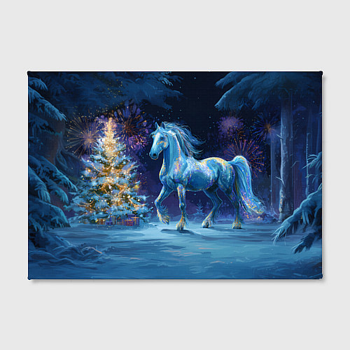 Картина прямоугольная Сияющая новогодняя лошадка / 3D-принт – фото 2