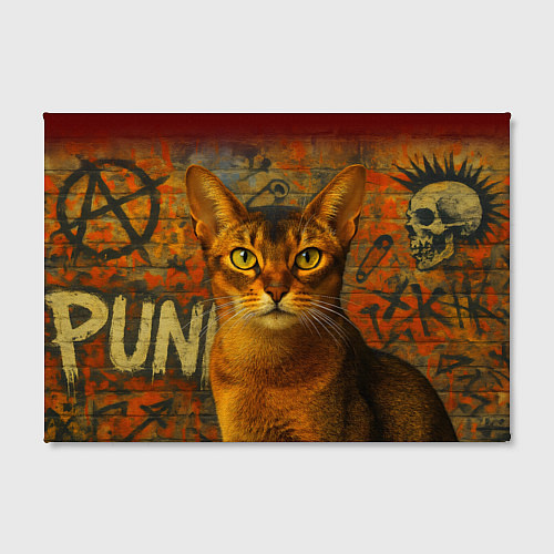 Картина прямоугольная Абиссинская кошка на фоне кирпичной стены с граффи / 3D-принт – фото 2