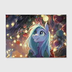 Холст прямоугольный Лошадка любуется новогодними лампочками, цвет: 3D-принт — фото 2