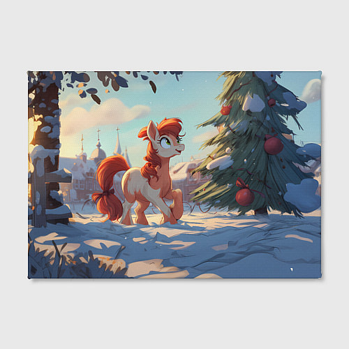 Картина прямоугольная Лошадка любуется елкой / 3D-принт – фото 2