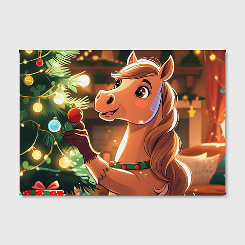 Картина прямоугольная Лошадка наряжает елку / 3D-принт – фото 2