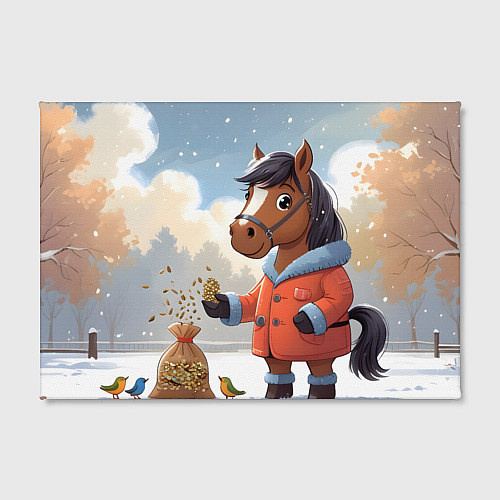 Картина прямоугольная Лошадка на зимней прогулке / 3D-принт – фото 2