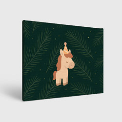 Холст прямоугольный Милая лошадка с колпаком, цвет: 3D-принт