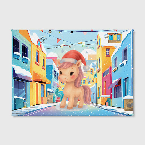 Картина прямоугольная Лошадка с новогоднем венком / 3D-принт – фото 2