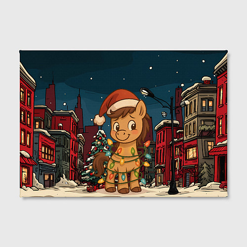 Картина прямоугольная Лошадка в новогодней гирлянде / 3D-принт – фото 2