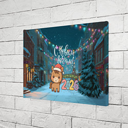 Холст прямоугольный Новогодняя лошадка 2026 год, цвет: 3D-принт — фото 2