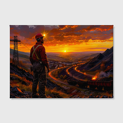 Картина прямоугольная Шахтёр на закате / 3D-принт – фото 2