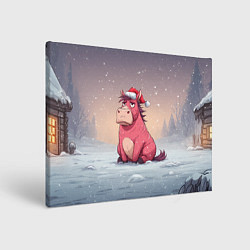 Картина прямоугольная Розовая новогодняя лошадка