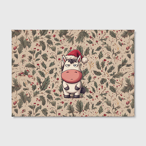 Картина прямоугольная Новогодняя лошадка на фоне елочных веток / 3D-принт – фото 2