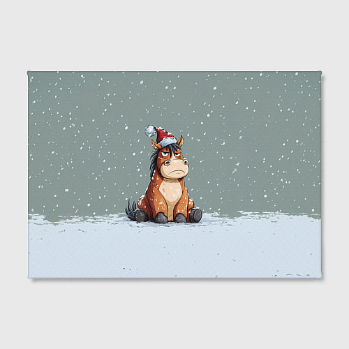 Картина прямоугольная Лошадка на фоне снегопада / 3D-принт – фото 2