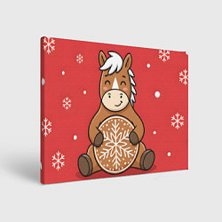 Холст прямоугольный Новогодняя лошадка с печенькой, цвет: 3D-принт