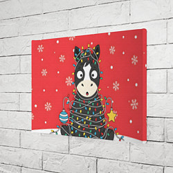 Холст прямоугольный Лошадка в новогодних огоньках, цвет: 3D-принт — фото 2