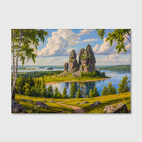 Картина прямоугольная Скалы у озера: песнь лета / 3D-принт – фото 2
