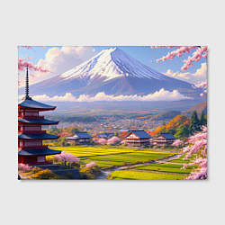Холст прямоугольный Сакура у подножия Фудзиямы, цвет: 3D-принт — фото 2