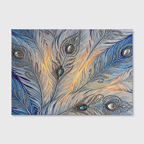 Картина прямоугольная Синие перья с самоцветами / 3D-принт – фото 2