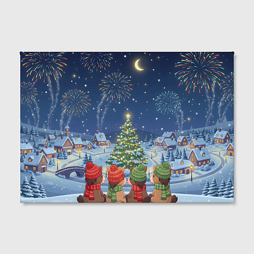 Картина прямоугольная Лошадки в новогоднюю ночь / 3D-принт – фото 2