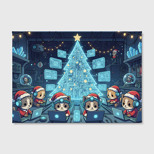 Картина прямоугольная Новогодние котики айтишники / 3D-принт – фото 2