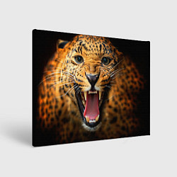 Холст прямоугольный Рык леопарда, цвет: 3D-принт