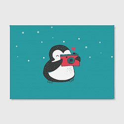 Холст прямоугольный Пингвин с фотоаппаратом, цвет: 3D-принт — фото 2