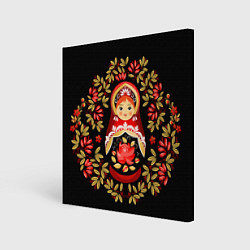 Холст квадратный Матрешка - хохлома, цвет: 3D-принт
