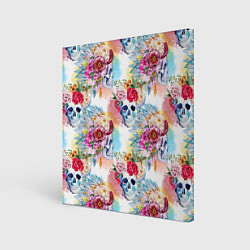 Холст квадратный Цветы и бабочки 5, цвет: 3D-принт