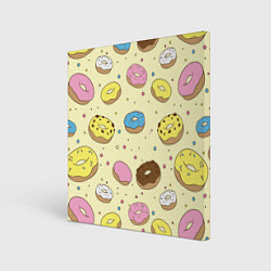 Холст квадратный Сладкие пончики, цвет: 3D-принт