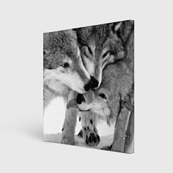 Холст квадратный Волчья семья, цвет: 3D-принт