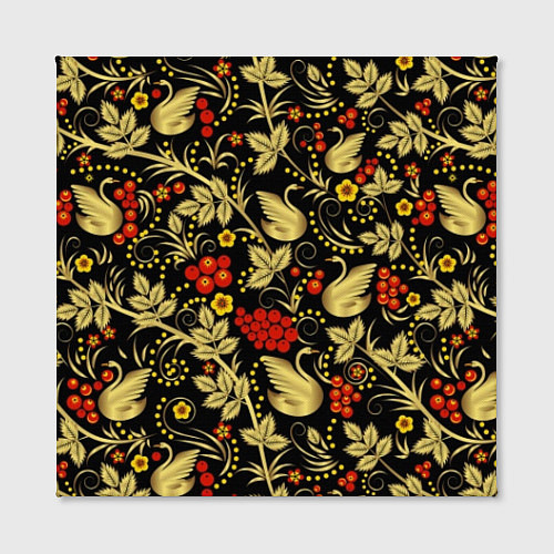 Картина квадратная Хохлома золотые лебеди / 3D-принт – фото 2