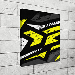 Холст квадратный Black yellow abstract sport style, цвет: 3D-принт — фото 2