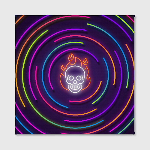 Картина квадратная Неон череп с линиями / 3D-принт – фото 2