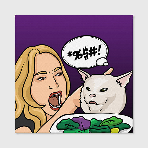 Картина квадратная Woman yelling at a cat / 3D-принт – фото 2