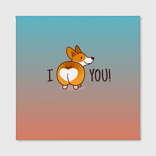 Картина квадратная I love you смешной корги / 3D-принт – фото 2