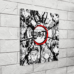 Холст квадратный Kimetsu no yaiba чернобелый аниме коллаж, цвет: 3D-принт — фото 2