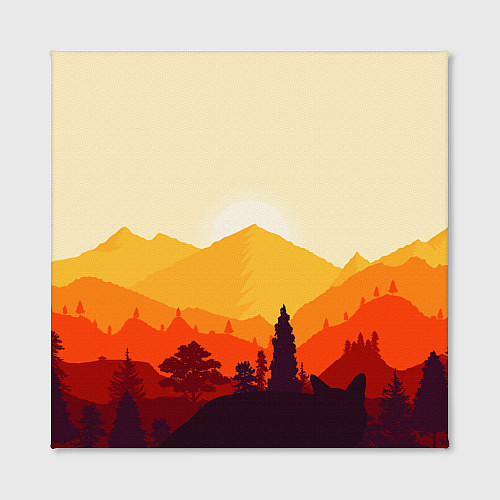 Картина квадратная Горы закат пейзаж лиса арт / 3D-принт – фото 2