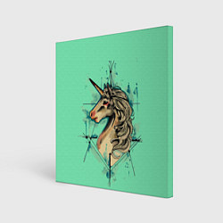 Картина квадратная Единорог акварель