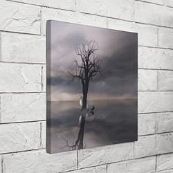 Холст квадратный Черное древо и белый лис, цвет: 3D-принт — фото 2