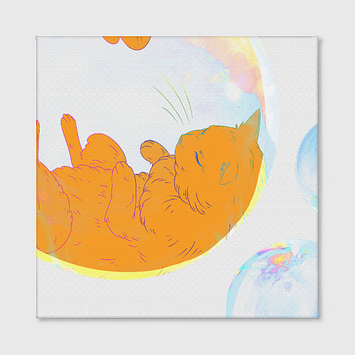 Картина квадратная Котик в пузыре, рыжий / 3D-принт – фото 2