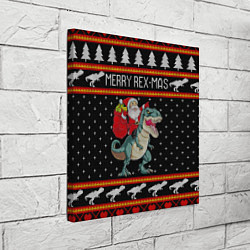 Холст квадратный Merry Rex-mas, цвет: 3D-принт — фото 2