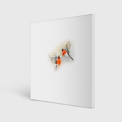 Холст квадратный Снегири, цвет: 3D-принт