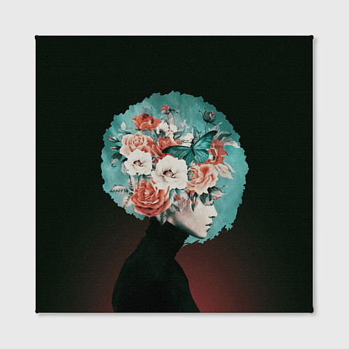 Картина квадратная Girl in flowers / 3D-принт – фото 2