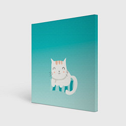Холст квадратный Котик на подстилке, цвет: 3D-принт