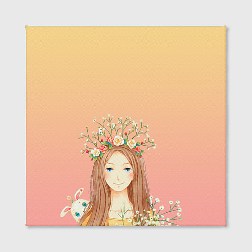 Картина квадратная Девочка и кролик / 3D-принт – фото 2