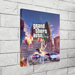 Холст квадратный ЭКШЕН Grand Theft Auto V, цвет: 3D-принт — фото 2