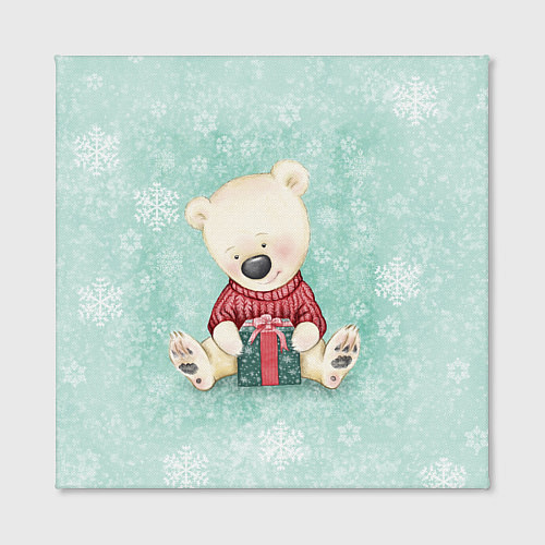 Картина квадратная Медвежонок с подарком / 3D-принт – фото 2