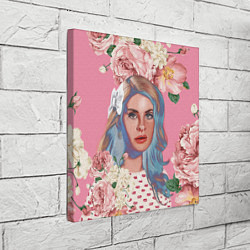 Холст квадратный Лана дел рей в цветах, цвет: 3D-принт — фото 2