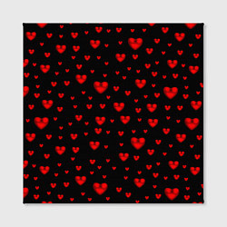 Холст квадратный Красные сердца, цвет: 3D-принт — фото 2