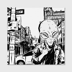 Холст квадратный Портрет пришельца в Нью Йорке, цвет: 3D-принт — фото 2