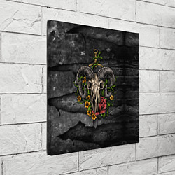 Холст квадратный Череп барана в цветах, цвет: 3D-принт — фото 2