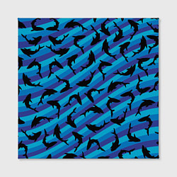 Холст квадратный Черные акулы паттерн, цвет: 3D-принт — фото 2