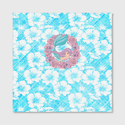 Холст квадратный Русалочка и цветы, цвет: 3D-принт — фото 2